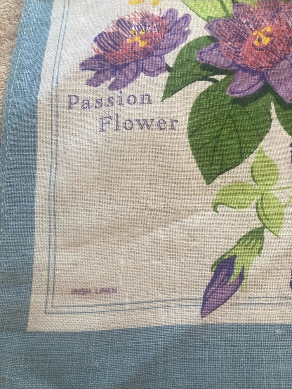 Vintage Trimingham’s Bermuda Tea Towel - 100% Irish Linen Floral Souvenir